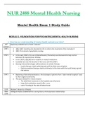 Exam 1 Study Guide - NUR2488 &sol; NUR 2488 &lpar;Latest 2022 &sol; 2023&rpar; &colon; Mental Health Nursing - Rasmussen