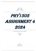 PHY1505 Assignment 4 &lpar;COMPLETE ANSWERS&rpar; 2024 - DUE September 2024