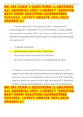 NR 340 EXAM 3 QUESTIONS & ANSWERS ALL ANSWERS 100&percnt; CORRECT &sol;VERIFIED BEST EXAM SOLUTION GUARANTEED SUCCESS  LATEST UPDATE 2021&sol;2022  GRADED A&plus;
