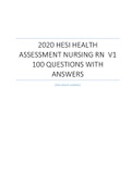 2020 HESI HEALTH ASSESSMENT NURSING RN  V1  100 Questions with answers