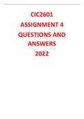 CIC2601 ASSIGNMENT 4 QUESTIONS AND ANSWERS 2022