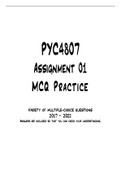 PYC4807 Assignment 01 MCQ Questions & Answers