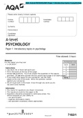 AQA A-level PSYCHOLOGY Paper 1 Introductory topics in psychology 2021