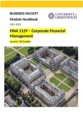 FIN3701 Corporate Financial Management Module Handbook 2021/22.