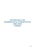 Psychological and Neurobiological Consequences of Child Abuse Summary 