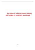 TEST BANK- Psychiatric-Mental Health Nursing 8th edition by VIDEBECK