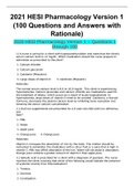 NURS 1111V 2022-hesi-pharmacology-version-1-100-questions-and-answers-with-rationale