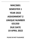 MAC2601 Assignment 2 Semester 1 2022
