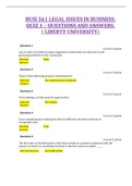 BUSI 561 LEGAL ISSUES IN BUSINESS. QUIZ 1 – QUESTIONS AND ANSWERS.( LIBERTY UNIVERSITY)