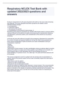 Respiratory NCLEX Test Bank with updated 2022&sol;2023 questions and answers