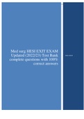 Med surg HESI EXIT EXAM Updated (2022/23) Test Bank complete questions with 100% correct answers 