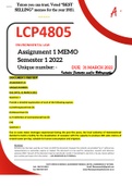LCP4805 ASSIGNMENT 1 MEMO - SEMESTER 1 UNISA - 2022 