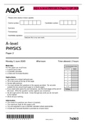 AQA A-level PHYSICS Paper 2 QP 2020