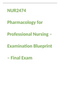 Rasmussen NUR2474/  NUR2474 Pharmacology for Professional Nursing Final Blueprint / NUR2474/  NUR2474 Pharmacology for Professional Nursing Final Blueprint.