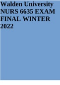 Walden University NURS 6635 EXAM FINAL WINTER 2021/ 2022