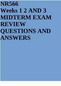 NR566 Weeks 1 2 AND 3 MIDTERM EXAM REVIEW QUESTIONS AND ANSWERS