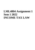 LML4804  INCOME TAX LAW  Assignment 1 Sem 1 2022.