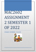 MAC2602 ASSIGNMENT 2 SEMESTER 1 OF 2022 [761238]