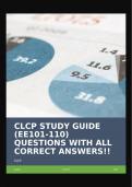 CLCP STUDY GUIDE &lpar;EE101-110&rpar; QUESTIONS WITH ALL CORRECT ANSWERS&excl;&excl;