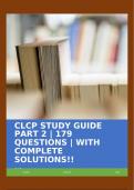 CLCP STUDY GUIDE PART 2 &vert; 179 QUESTIONS &vert; WITH COMPLETE SOLUTIONS&excl;&excl;