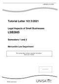 LSB2605 Legal Aspects of Small Businesses Semesters 1 and 2 ASSIGNMENTS.