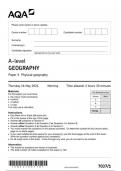 AQA A Level Geography paper 1 June 2024 QUESTION PAPER- 7037&sol;1