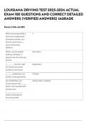 LOUISIANA DRIVING TEST 2023-2024 ACTUAL EXAM 100 QUESTIONS AND CORRECT DETAILED ANSWERS &lpar;VERIFIED ANSWERS&rpar; &vert;AGRADE
