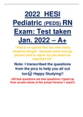 2022 - 2023 HESI Pediatrics (PEDS) Exit Hesi Exam Version 1 (V1): A+ Received ~All 55 Questions~ Brand New!! 