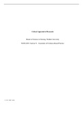 Wk7AssgnB &period;docx    Critical Appraisal of Research  Master of Science in Nursing&comma; Walden University  NURS 6052&comma; Section N &acirc;&euro;&OpenCurlyDoubleQuote; Essentials of Evidence-Based Practice   13&colon;55&colon;31 GMT -05&colon;00  Introduction  Over the past decades&comma; prescription opioid abuse has ga