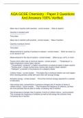 AQA GCSE Chemistry - Paper 2 Questions And Answers 100&percnt; Verified&period;