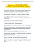 Geography AQA GCSE PAPER 1 Questions And Answers 100&percnt; Verified&period;