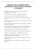 DRIVER&rsquo;S TEXAS PREDICTIONS  QUESTIONS AND DETAILED ANSWERS  A&plus; GRADED 