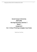 NUR 649E Week 8 CLC Assignment, Critical Thinking Strategies Case Study