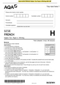 AQA GCSE FRENCH Higher Tier Paper 4 Writing 2021 QP