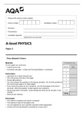 AQA A-level PHYSICS Paper 2 |COMPLETE PAPER|(ASSURED A) <100% CORRECT> GRADED A+ | LATEST SOLUTIONS |