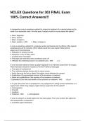 NCLEX Questions for 303 FINAL Exam 100&percnt; Correct Answers&excl;&excl;&excl;