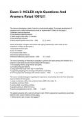 Exam 3- NCLEX style Questions And Answers Rated 100&percnt;&excl;&excl;&excl;