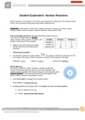 Gizmos Student Exploration: Nuclear Reactions| Answer Key| Grade A+ LATEST UPDATE