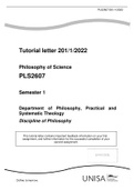 PLS2607 - Philosophy Of Science Semester 1 1/2022.
