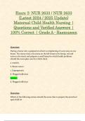 Exam 1 & Exam 2&colon; NUR 2633 &sol; NUR2633 &lpar;Latest 2024 &sol; 2025 Updates STUDY BUNDLE WITH COMPLETE SOLUTIONS&rpar; Maternal Child Health Nursing &sol; MCH &vert; Guide Review Questions and Verified Answers &vert; 100&percnt; Correct &vert; Graded A - Rasmussen