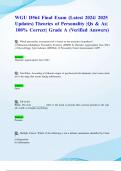 WGU D564 Final Exam &lpar;Latest 2024&sol; 2025 Updates&rpar; Theories of Personality &vert; Qs & As&vert; 100&percnt; Correct&vert; Grade A &lpar;Verified Answers&rpar;