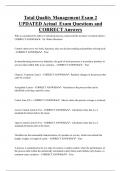 Total Quality Management   Bundled Exam Questions and CORRECT Answers