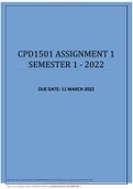 CPD1501 ASSIGNMENT 1 SEMESTER 1 - 2022