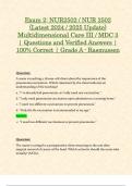 Exam 1 & Exam 2&colon; NUR2502 &sol; NUR 2502 &lpar;Latest 2024 &sol; 2025 UPDATES STUDY BUNDLE&rpar; Multidimensional Care III &sol; MDC 3 Exam Reviews &vert; Questions and Verified Answers &vert; 100&percnt; Correct &vert; Grade A - Rasmussen