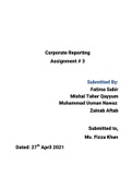 Corporate ReportingAssignment &num; 3