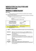 Medication Calculation and PrioritizationModule 4 Hematology- 2022
