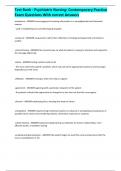 Test Bank -  Psychiatric Nursing Contemporary Practice Exam Questions With correct Answers
