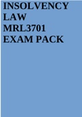 INSOLVENCY LAW MRL3701 EXAM PACK