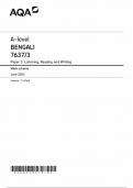AQA A LEVEL BENGALI MARK SCHEME PAPER 3 2024 &lpar;7637&sol;3&rpar; 