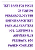 Focus on Nursing Pharmacology 8th Edition Karch Test Bank